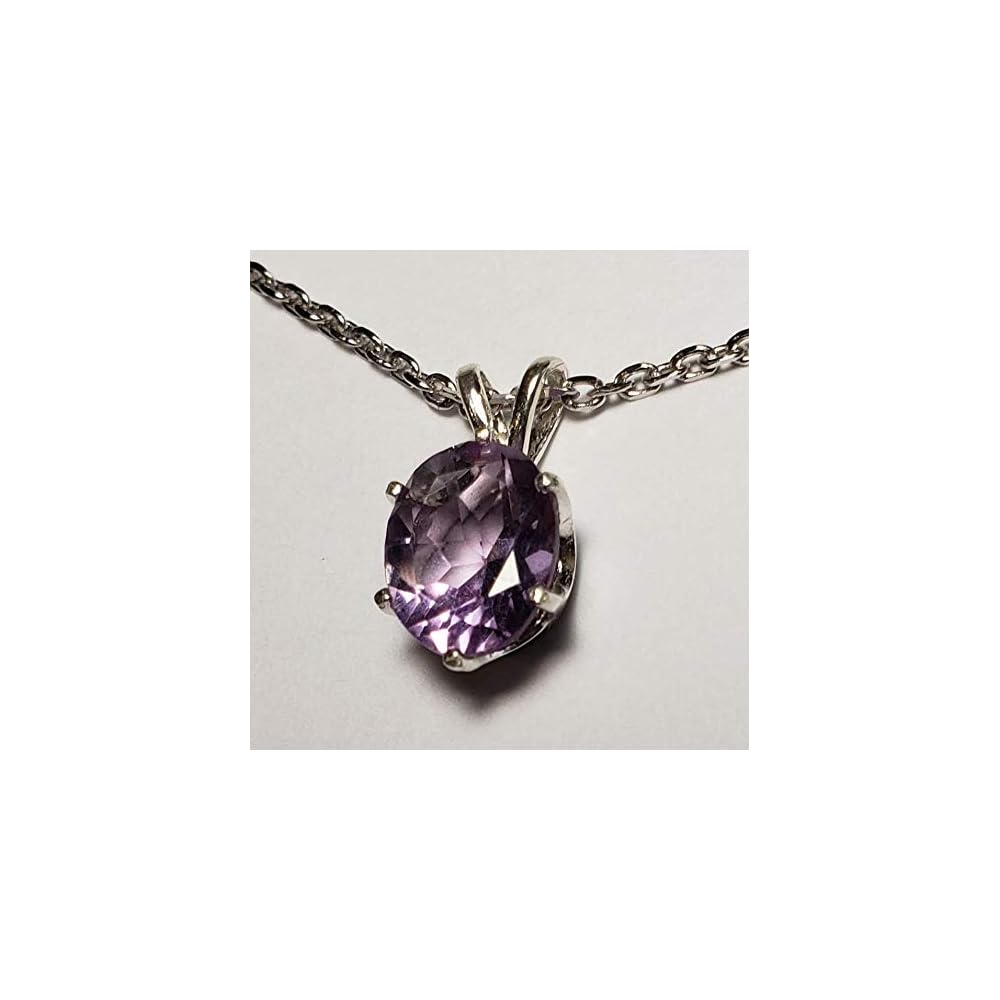 Natural Oval Amethyst Sterling Silver Necklace, 2.17cts