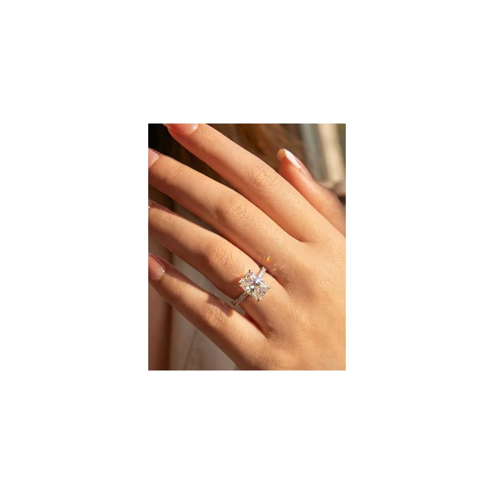 2CT Radiant Cut Moissanite Engagement Rings for Women, Lab-Grown Diamond