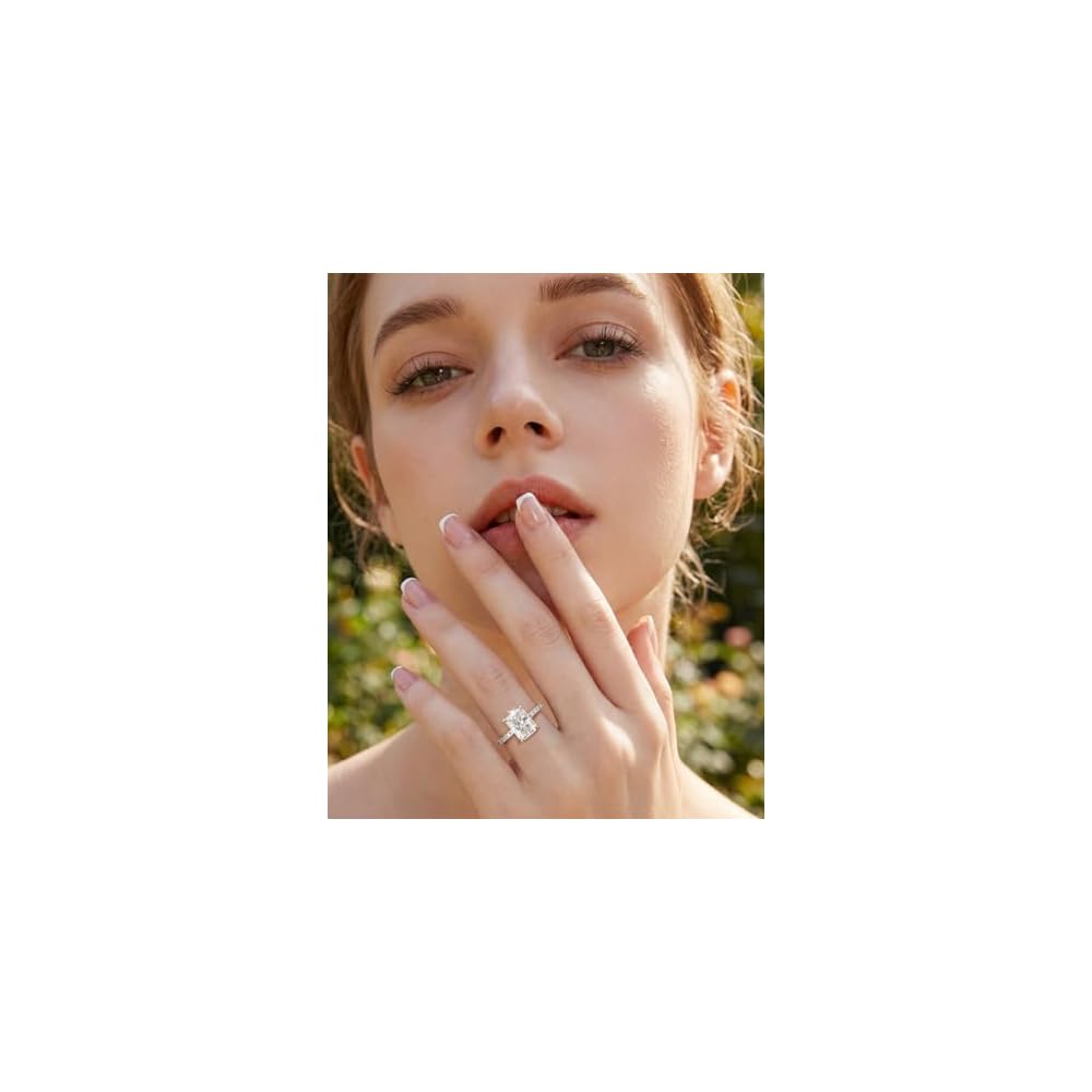 2CT Radiant Cut Moissanite Engagement Rings for Women, Lab-Grown Diamond