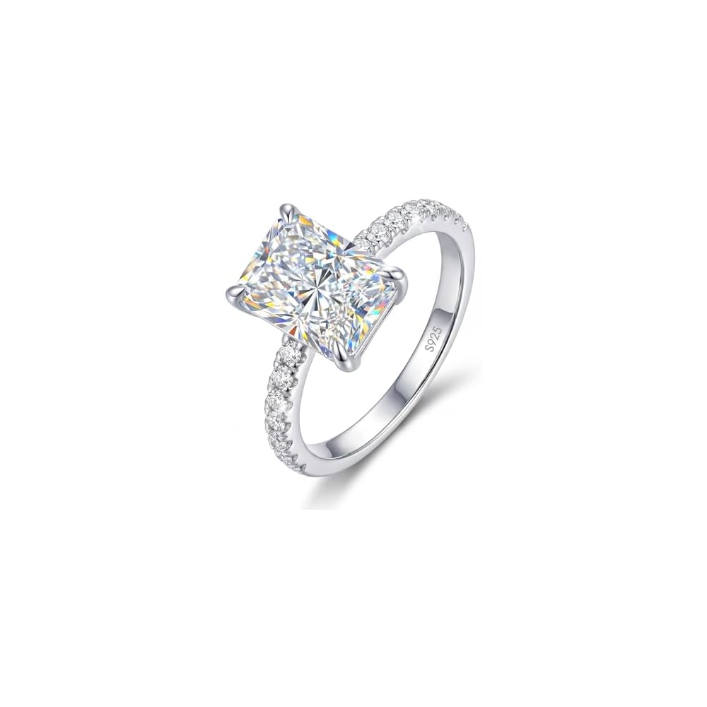 2CT Radiant Cut Moissanite Engagement Rings for Women, Lab-Grown Diamond